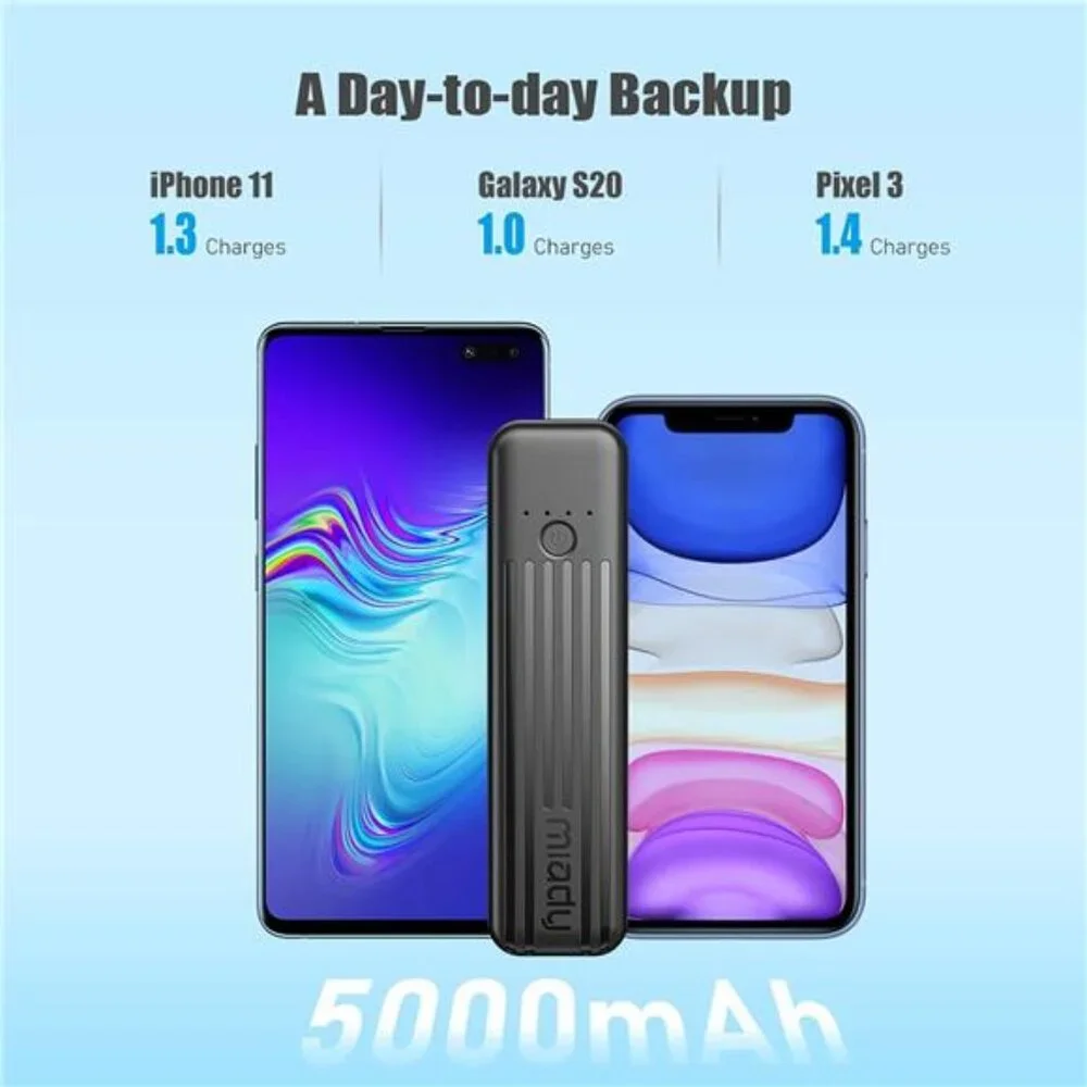 2-Pack Small Portable Charger 5000mAh Mini Battery Pack 3.45oz